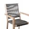 Armen Living Madsen Outdoor Eucalyptus Wood and Charcoal Rope Dining Chairs with Gray Teak Finish, PK2 LCMASICHEU - alternate 6